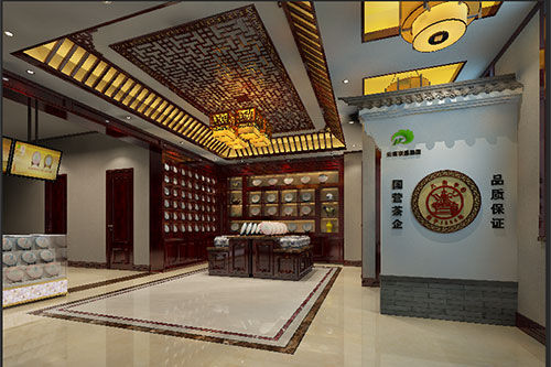 黑龙江古朴典雅的中式茶叶店大堂设计效果图
