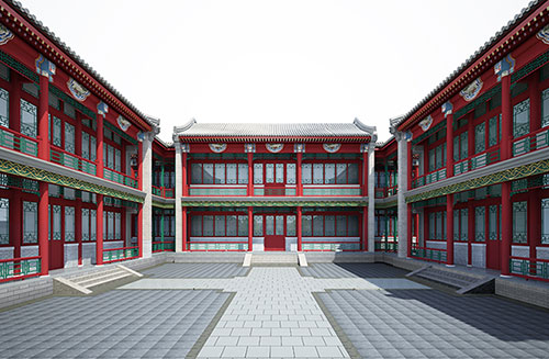 黑龙江北京四合院设计古建筑鸟瞰图展示
