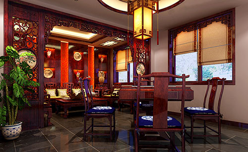 黑龙江古典中式风格茶楼包间设计装修效果图