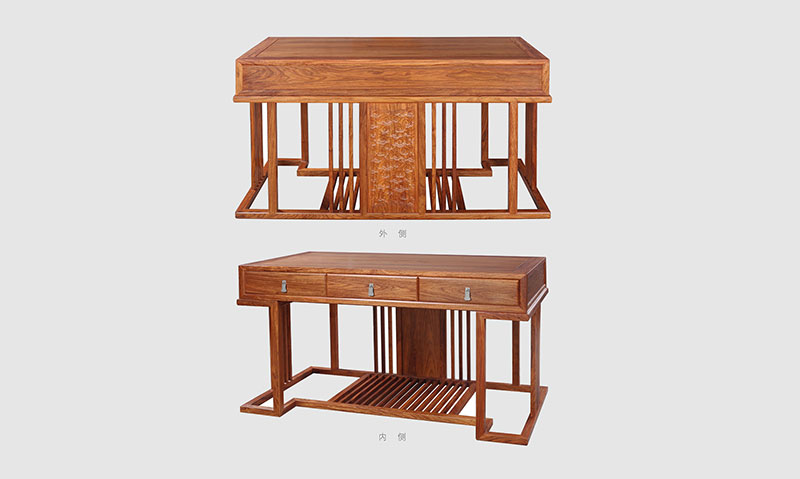 黑龙江 别墅中式家居书房装修实木书桌效果图